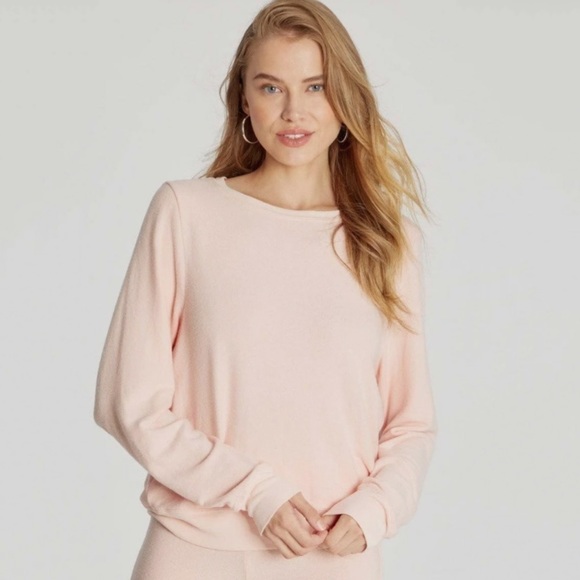 NWT Wildfox Baggy Beach Jumper Sweatshirt in Light Pink Salt - Picture 2 of 7